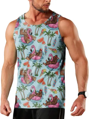 Men's Funny Tank Top Summer Beach Casual Fashion Print Tank Tops for Men Cool Gym Workout Athletic Sleeveless Shirts