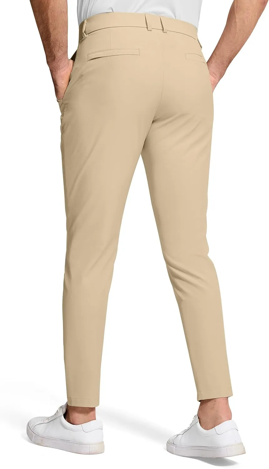 Men's Golf Dress Pants 30" Inseam Stretch Skinny Tapered Lightweight Breathable Chino Trousers with Pockets for Casual Work