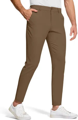 Men's Golf Dress Pants 30" Inseam Stretch Skinny Tapered Lightweight Breathable Chino Trousers with Pockets for Casual Work