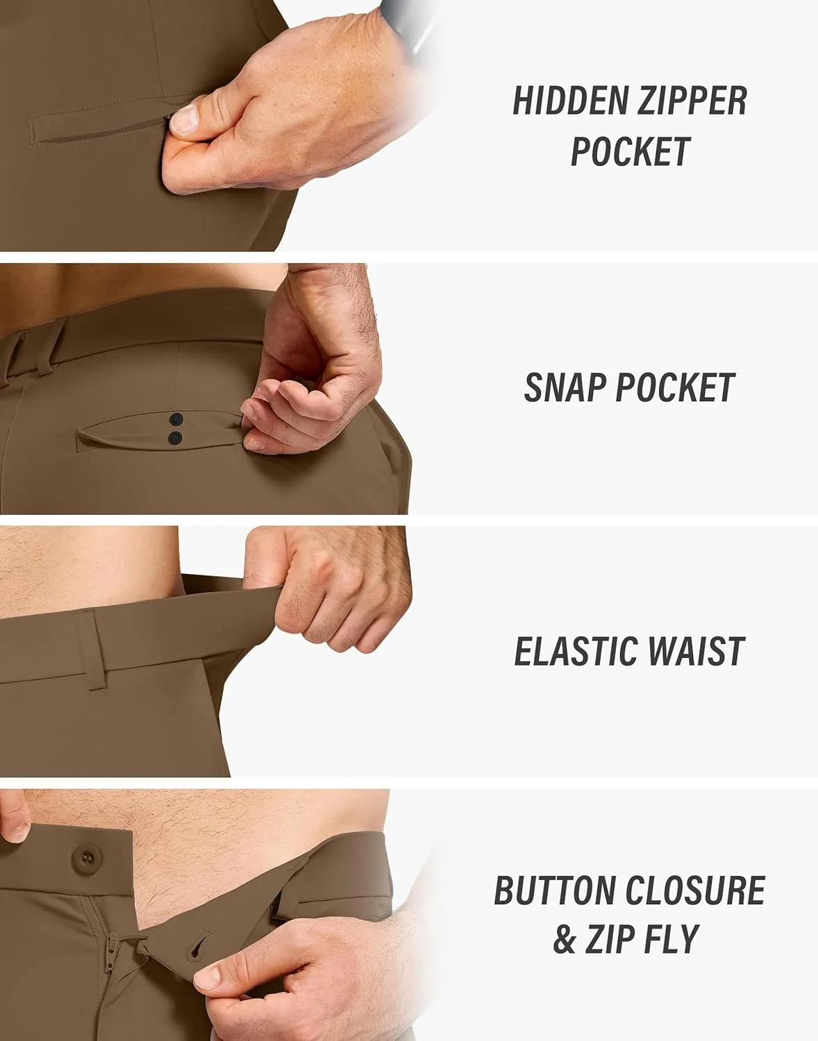 Men's Golf Dress Pants 30" Inseam Stretch Skinny Tapered Lightweight Breathable Chino Trousers with Pockets for Casual Work