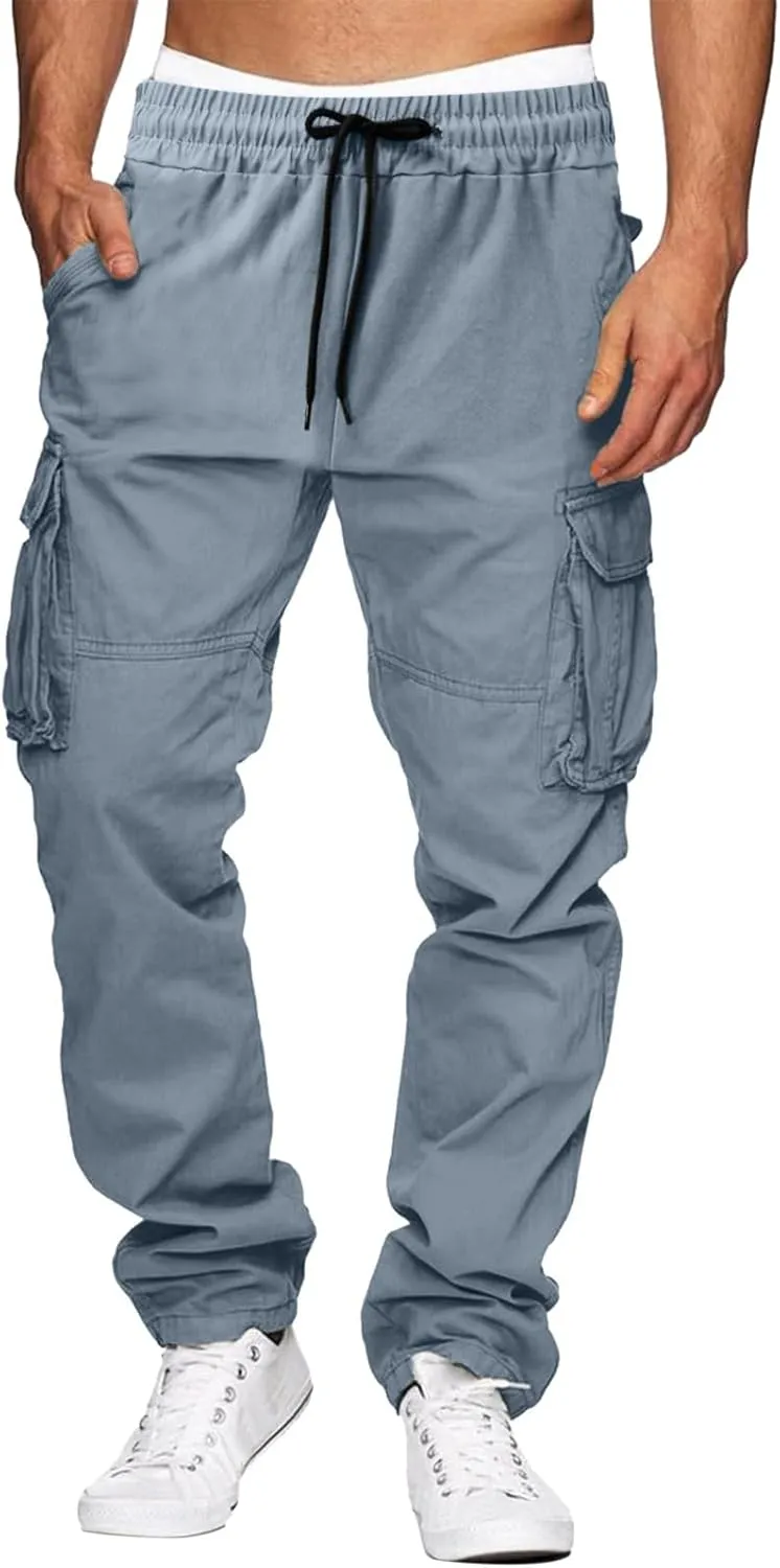 Mens Jogger Pants Regular Fit Casual Hiking Athletic Pant Lightweight Elastic Waist Cargo Pant Sweatpant Trousers with Pocket