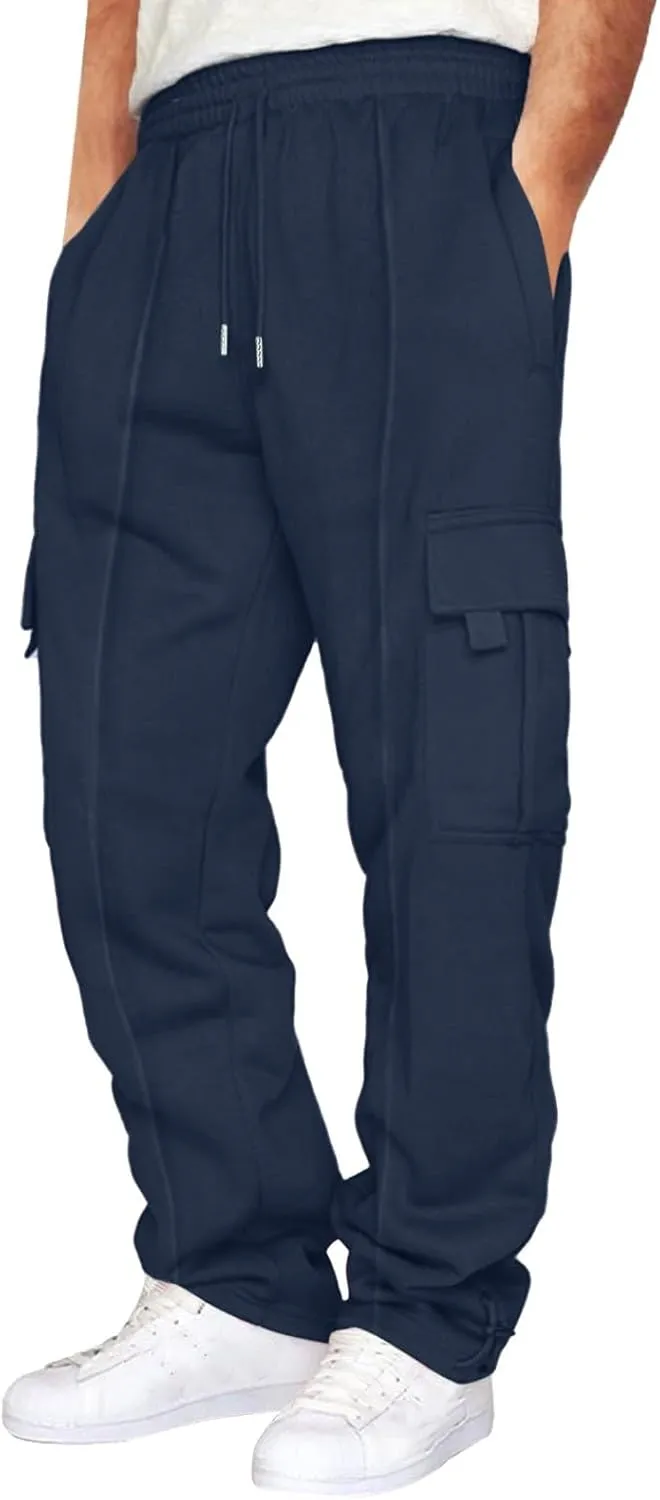 Mens Joggers for Workout Athletic Running Baggy Loose Fit Sweatpants Casual Drawstring Stretch Cargo Pants with Multi Pockets