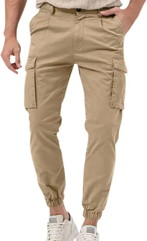 Mens Work Pants Slim Fit Cargo Pants for Men Tactical Tapered Trousers with Pocket Athletic Outdoor Joggers