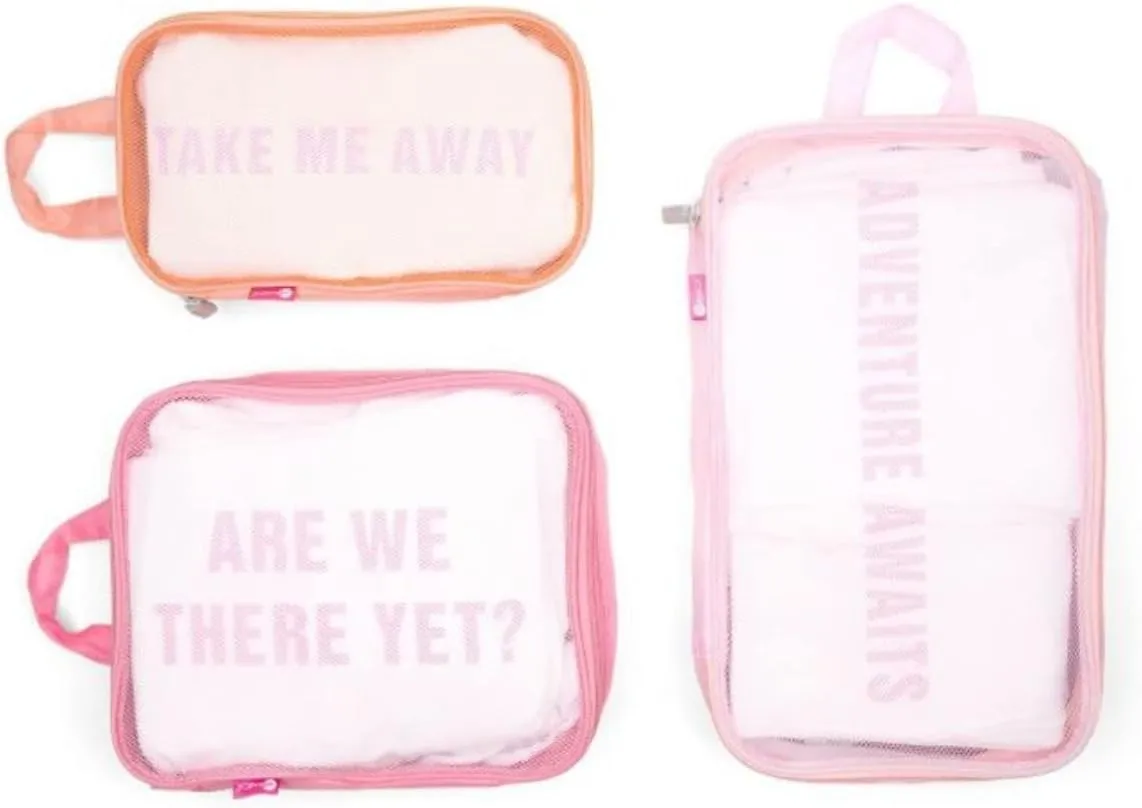 Miamica 3-Piece Luggage Packing Cubes, Pink  Includes Small, Medium and Large Suitcase Organizers with Durable Design