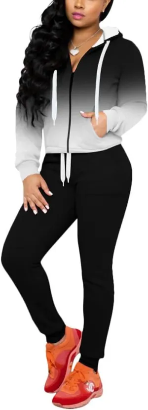 Nimsruc Two Piece Outfits For Women Jogging Suits Casual Jogger Tracksuit Long Sleeve Hoodie Sweatsuit Pants Sets