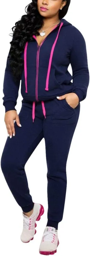 Nimsruc Two Piece Outfits For Women Jogging Suits Casual Jogger Tracksuit Long Sleeve Hoodie Sweatsuit Pants Sets