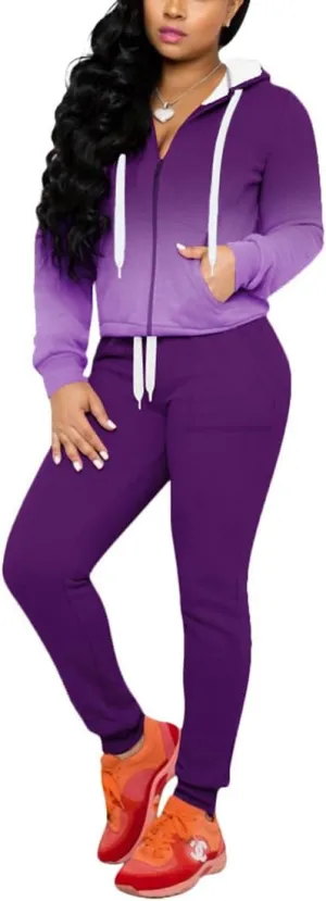 Nimsruc Two Piece Outfits For Women Jogging Suits Casual Jogger Tracksuit Long Sleeve Hoodie Sweatsuit Pants Sets
