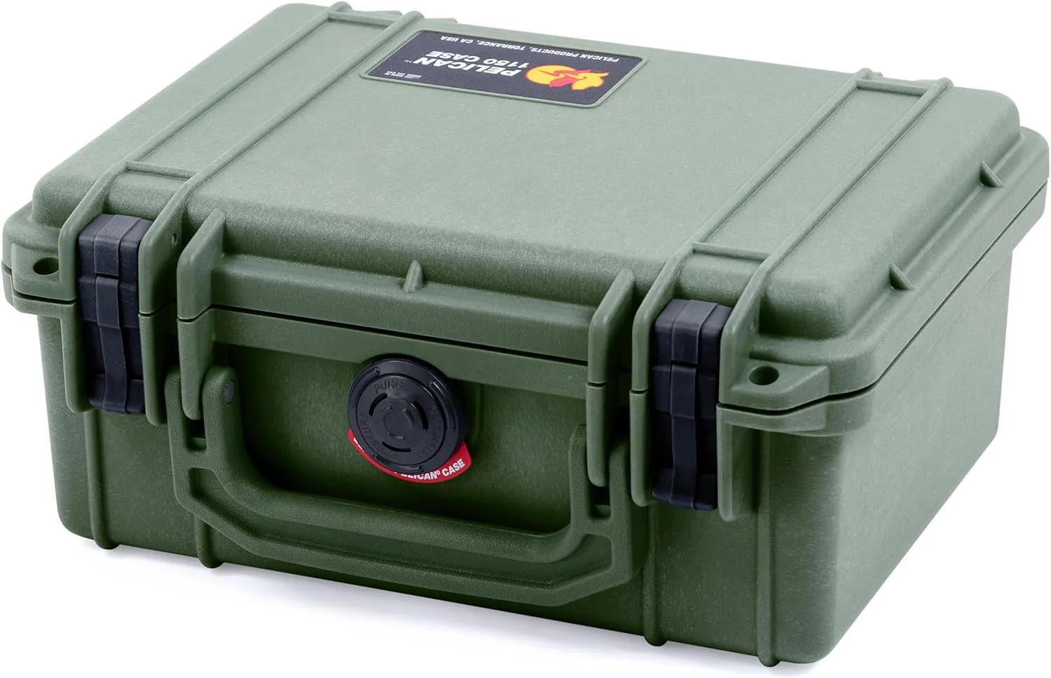 Pelican 1150 Case, OD Green with Black Latches, Pick & Pluck Foam with Convolute Lid Foam