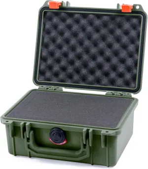 Pelican 1150 Case, OD Green with Orange Latches, Pick & Pluck Foam with Convolute Lid Foam