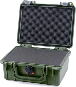 Pelican 1150 Case, OD Green with Silver Latches, Pick & Pluck Foam with Convolute Lid Foam