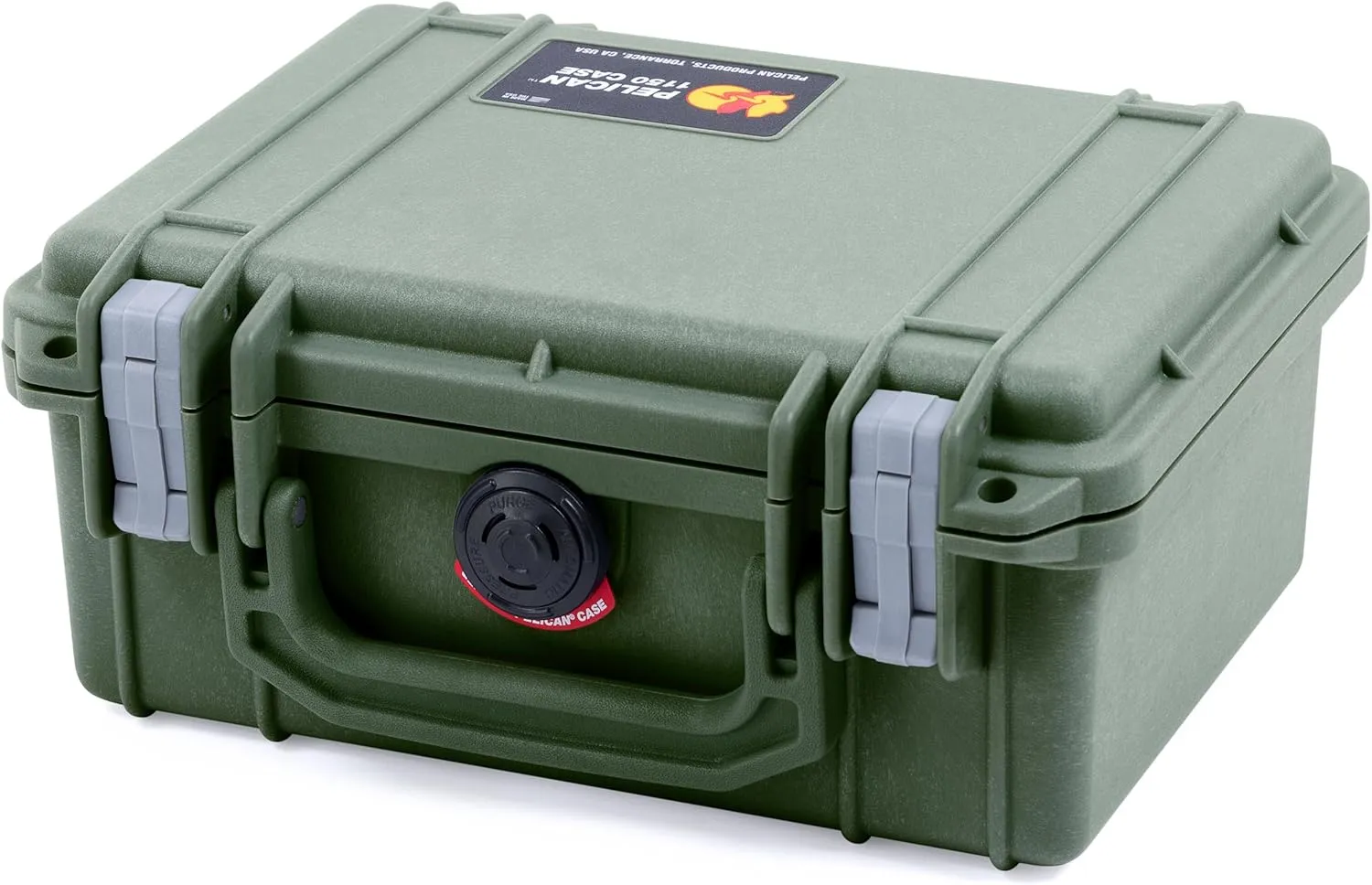 Pelican 1150 Case, OD Green with Silver Latches, Pick & Pluck Foam with Convolute Lid Foam