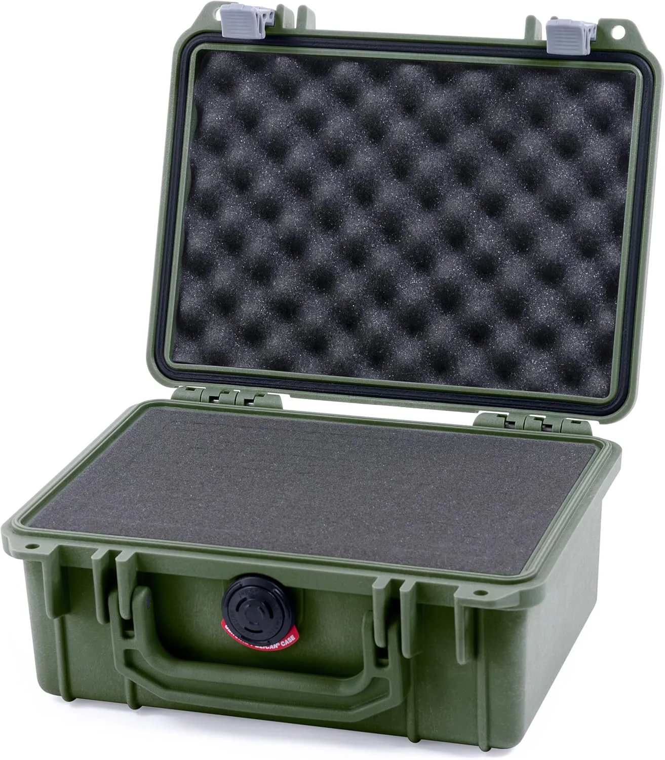 Pelican 1150 Case, OD Green with Silver Latches, Pick & Pluck Foam with Convolute Lid Foam