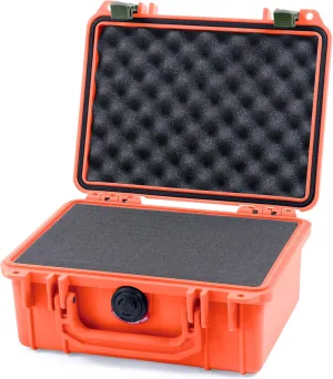 Pelican 1150 Case, Orange with OD Green Latches, Pick & Pluck Foam with Convolute Lid Foam