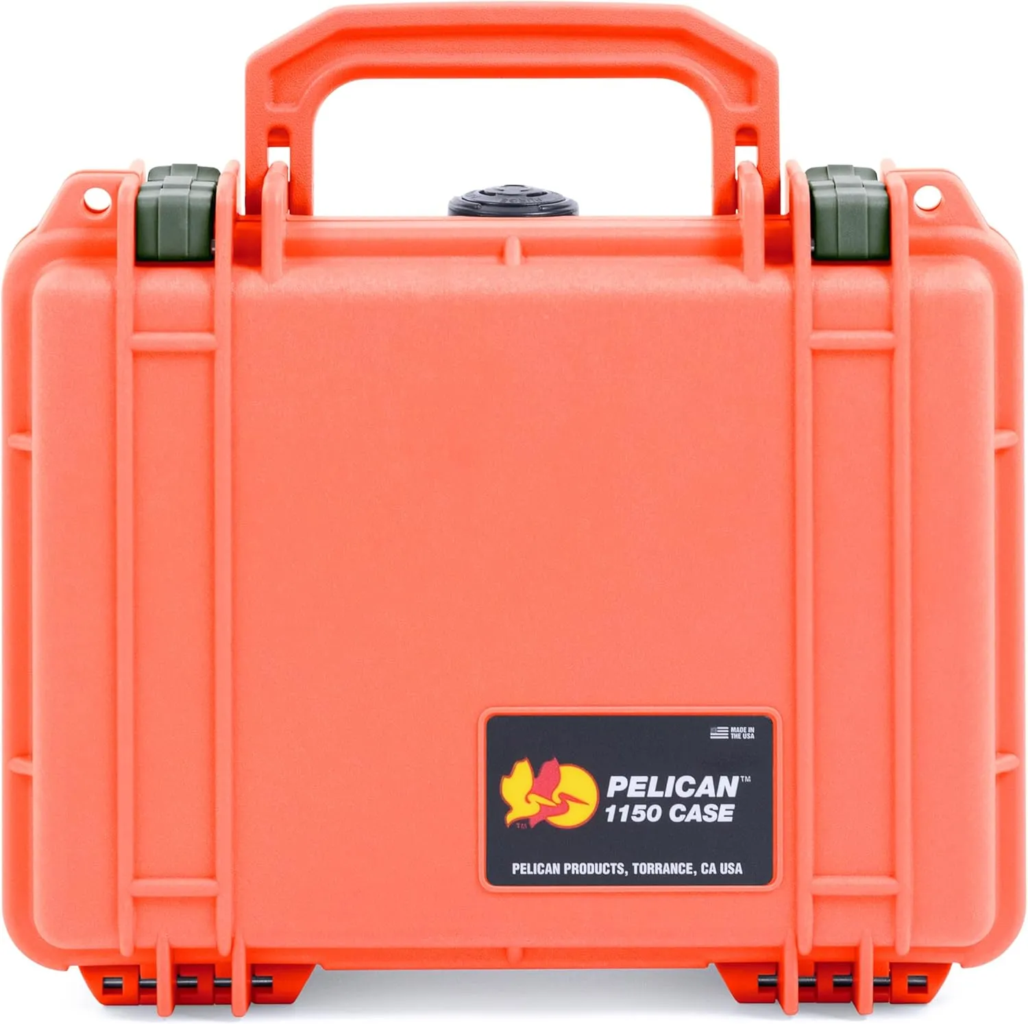 Pelican 1150 Case, Orange with OD Green Latches, Pick & Pluck Foam with Convolute Lid Foam
