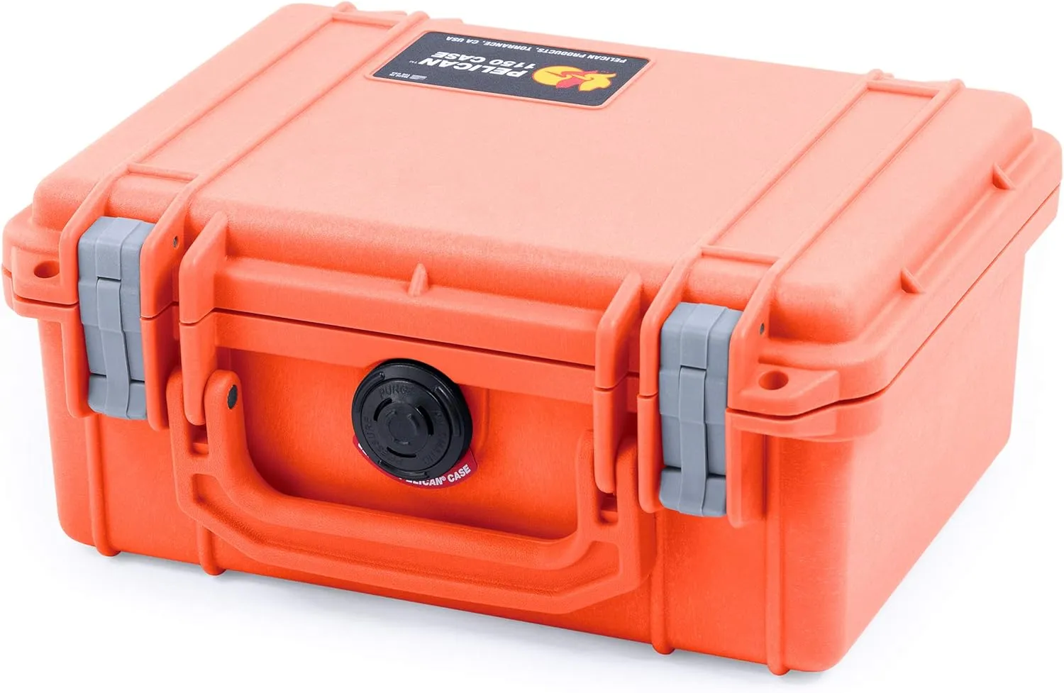 Pelican 1150 Case, Orange with Silver Latches, Pick & Pluck Foam with Convolute Lid Foam
