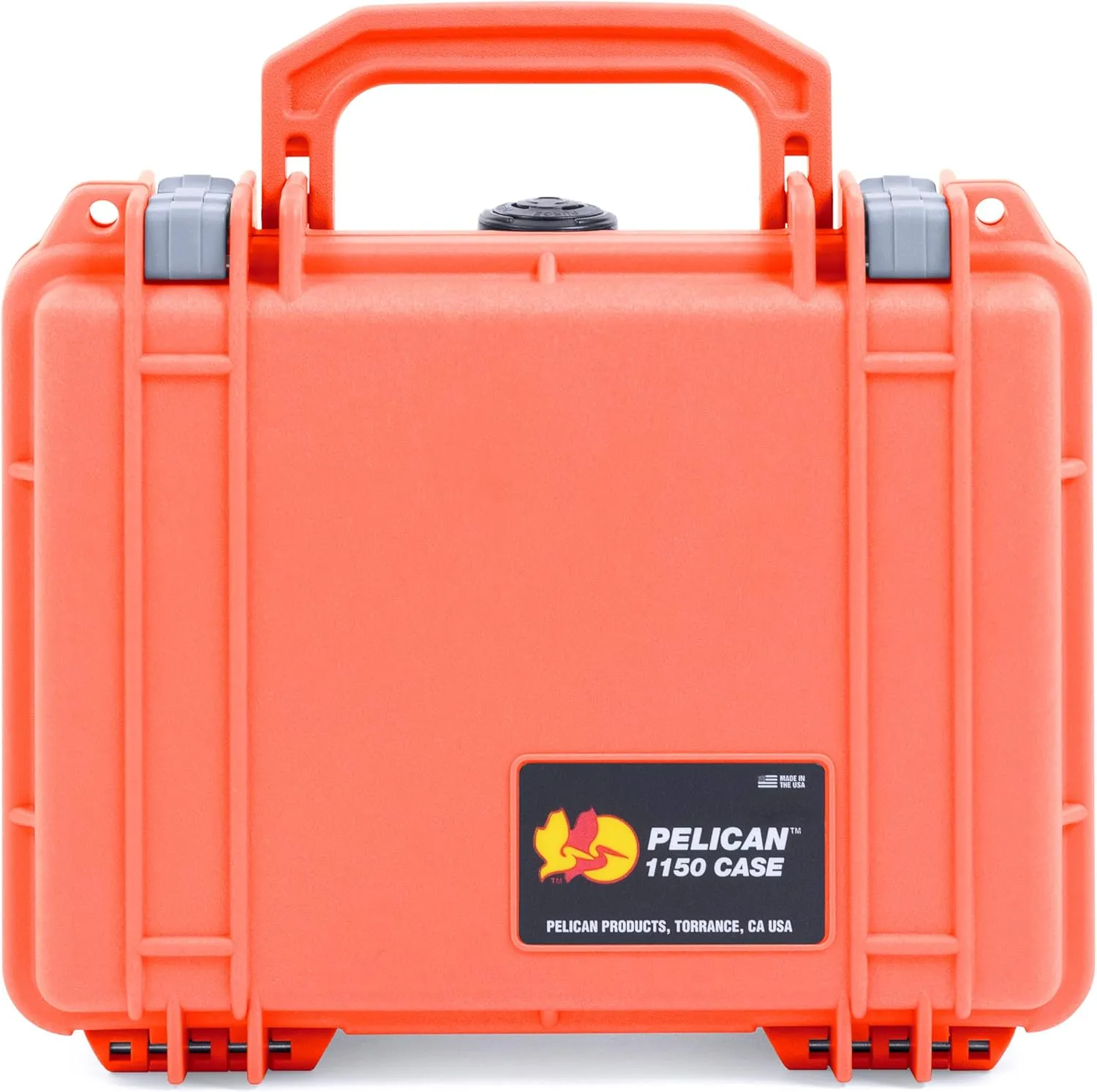 Pelican 1150 Case, Orange with Silver Latches, Pick & Pluck Foam with Convolute Lid Foam