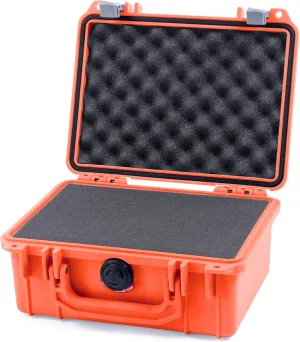 Pelican 1150 Case, Orange with Silver Latches, Pick & Pluck Foam with Convolute Lid Foam