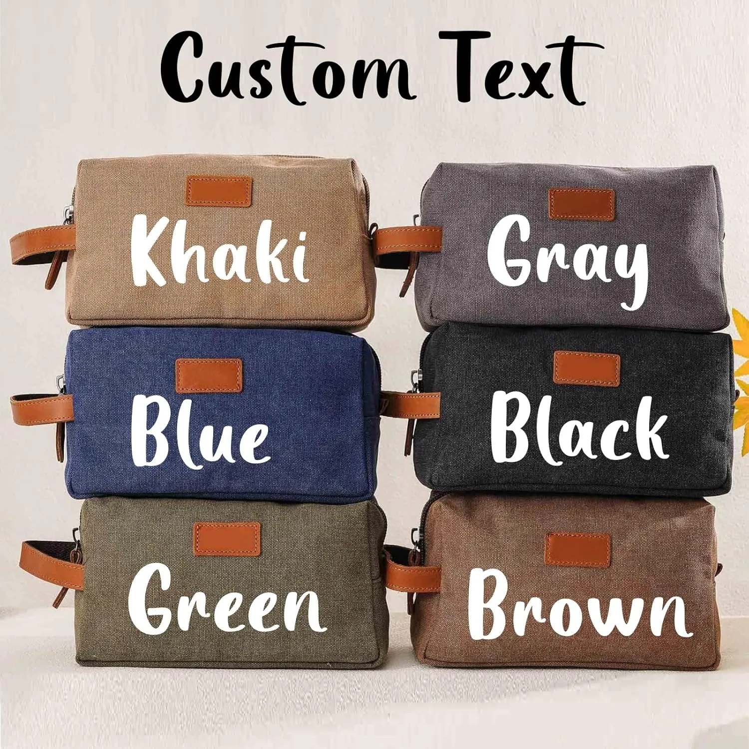 Personalized Toiletry Bag, Snirov Mens Toiletry Travel Bag Engraved Name Canvas Handcrafted Toiletry Bag for Husband Dad Boy Friend Fathers Day Gifts for Men