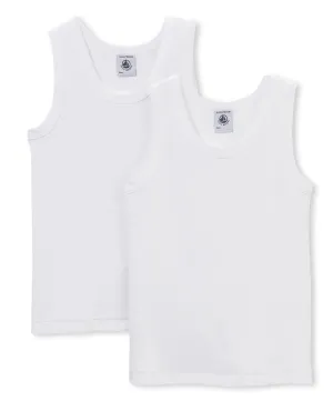 PETIT BATEAU Boys 2 PK. Sleeveless Undershirt White Sizes 2-18 Style 15042 (Size 2 Style 15042)