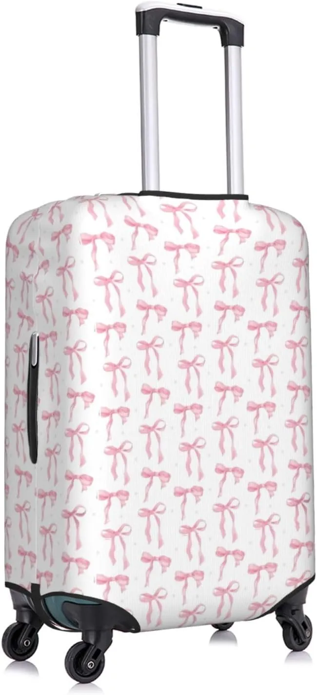 Pink Bows Travel Luggage Covers Elastic Suitcase Protector Washable Baggage Covers