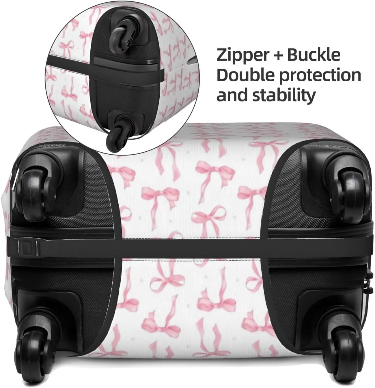 Pink Bows Travel Luggage Covers Elastic Suitcase Protector Washable Baggage Covers