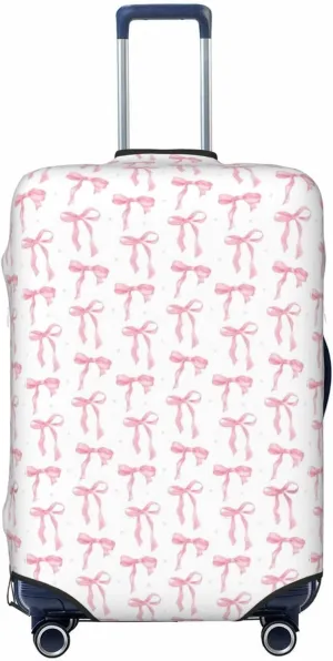 Pink Bows Travel Luggage Covers Elastic Suitcase Protector Washable Baggage Covers
