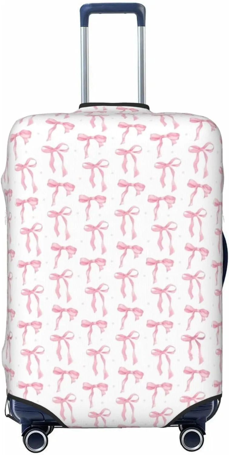 Pink Bows Travel Luggage Covers Elastic Suitcase Protector Washable Baggage Covers