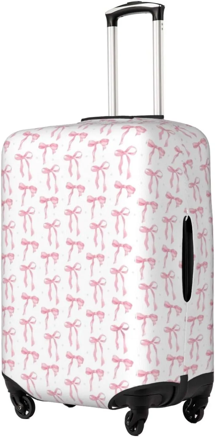 Pink Bows Travel Luggage Covers Elastic Suitcase Protector Washable Baggage Covers