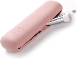 Pink Large Silicone Makeup Brush Case Magnetic Anti-Fall Closure Portable Cosmetic Pouch Travel Organizer Purse Accessories Toiletries for Womens Make Up Brush Holder Organizer Cosmetic Case