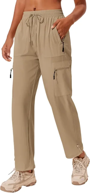 PINSPARK Hiking Pants Women Waterproof Quick Dry Cargo Lightweight UPF 50  Outdoor Joggers with Zip pockets