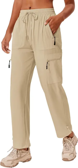 PINSPARK Hiking Pants Women Waterproof Quick Dry Cargo Lightweight UPF 50  Outdoor Joggers with Zip pockets