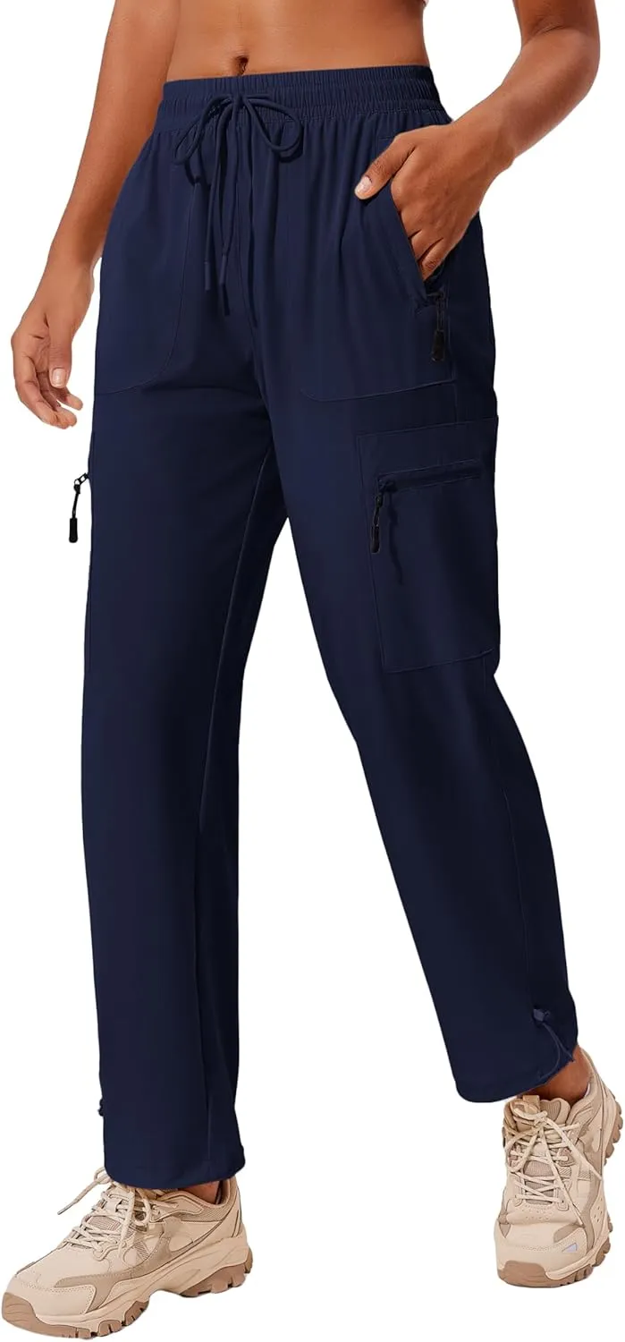 PINSPARK Hiking Pants Women Waterproof Quick Dry Cargo Lightweight UPF 50  Outdoor Joggers with Zip pockets