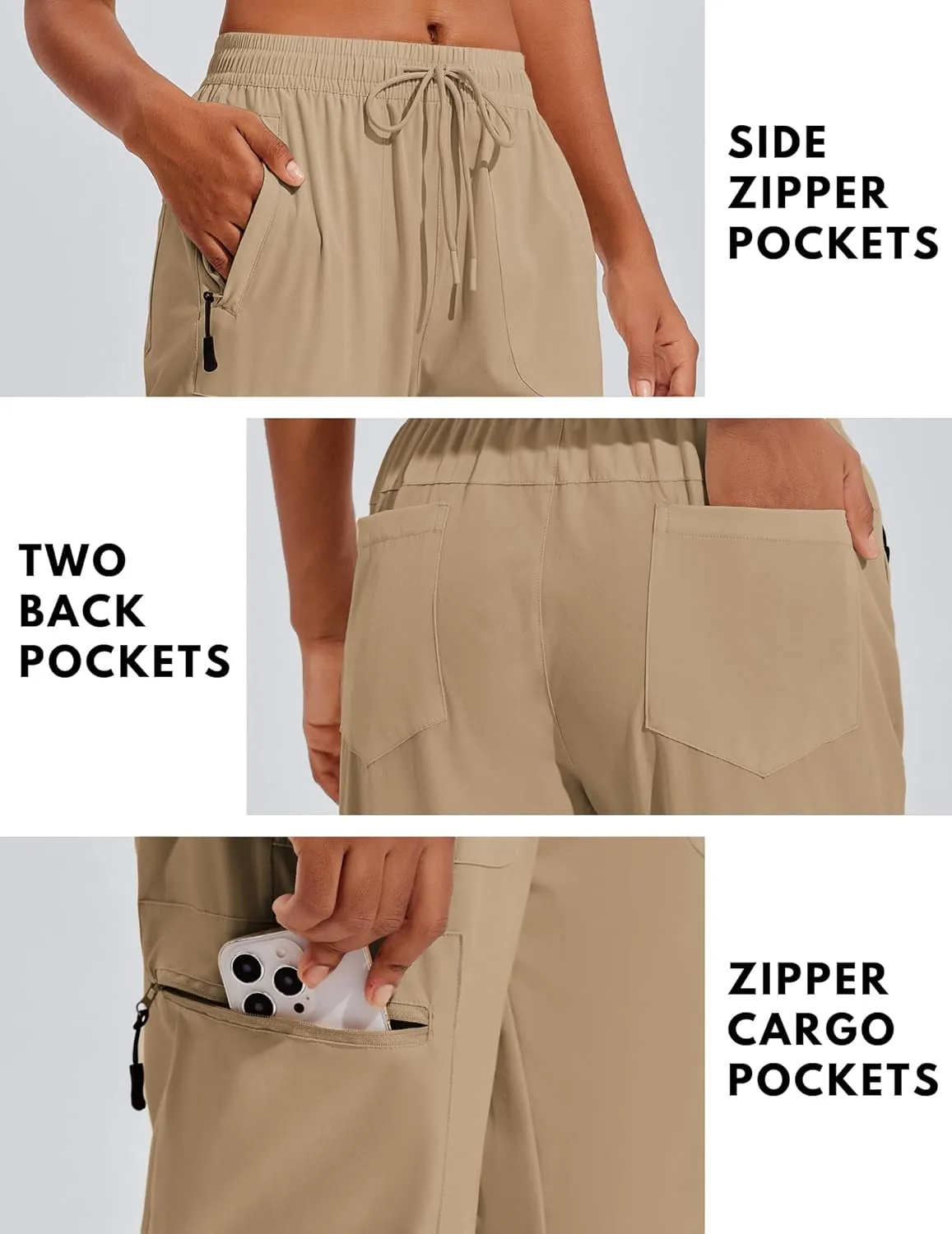 PINSPARK Hiking Pants Women Waterproof Quick Dry Cargo Lightweight UPF 50  Outdoor Joggers with Zip pockets