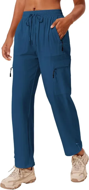 PINSPARK Hiking Pants Women Waterproof Quick Dry Cargo Lightweight UPF 50  Outdoor Joggers with Zip pockets