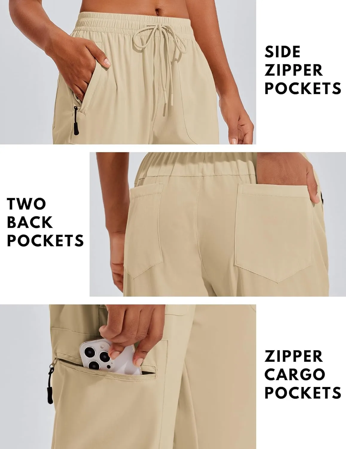 PINSPARK Hiking Pants Women Waterproof Quick Dry Cargo Lightweight UPF 50  Outdoor Joggers with Zip pockets