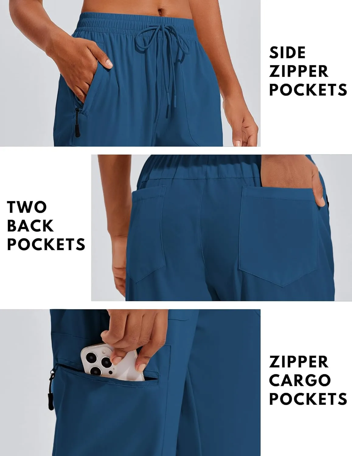 PINSPARK Hiking Pants Women Waterproof Quick Dry Cargo Lightweight UPF 50  Outdoor Joggers with Zip pockets