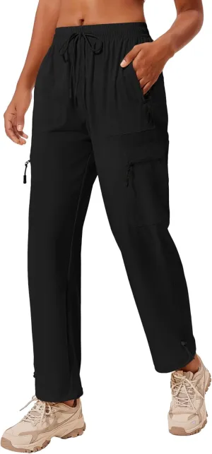 PINSPARK Hiking Pants Women Waterproof Quick Dry Cargo Lightweight UPF 50  Outdoor Joggers with Zip pockets