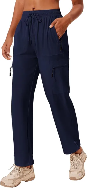 PINSPARK Hiking Pants Women Waterproof Quick Dry Cargo Lightweight UPF 50  Outdoor Joggers with Zip pockets