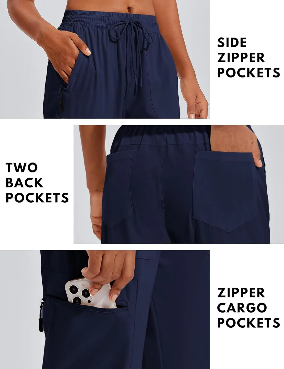PINSPARK Hiking Pants Women Waterproof Quick Dry Cargo Lightweight UPF 50  Outdoor Joggers with Zip pockets