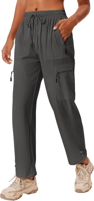 PINSPARK Hiking Pants Women Waterproof Quick Dry Cargo Lightweight UPF 50  Outdoor Joggers with Zip pockets
