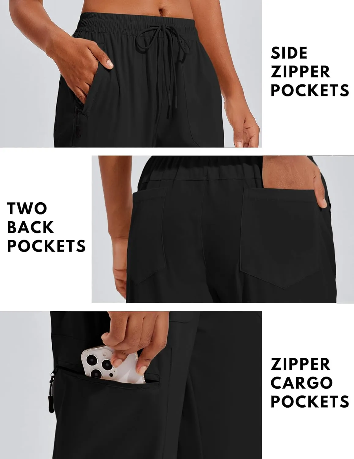PINSPARK Hiking Pants Women Waterproof Quick Dry Cargo Lightweight UPF 50  Outdoor Joggers with Zip pockets