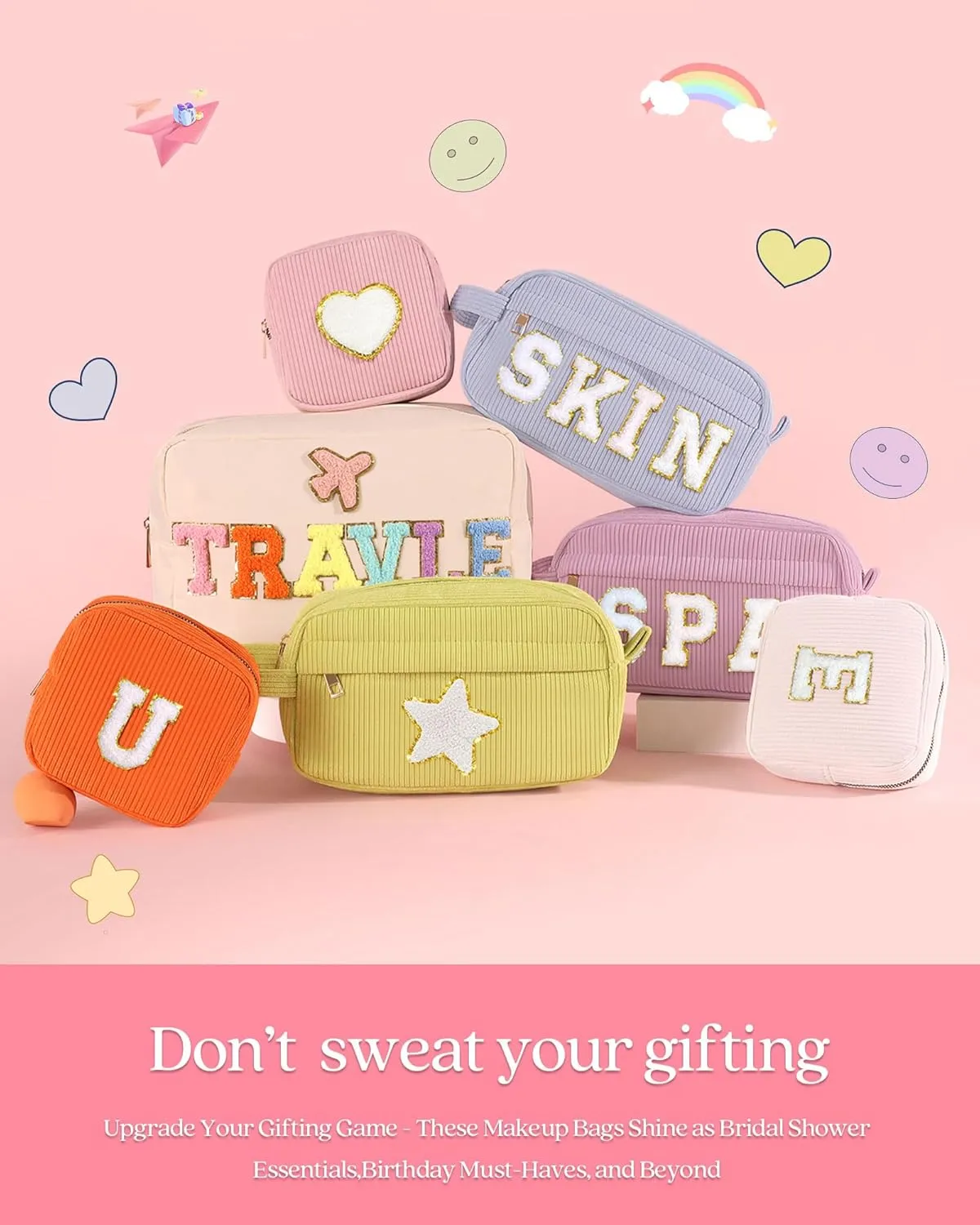 Pocmimut Birthday Gifts for Gifts,Personalized Initial Makeup Bag Cosmetic Pouch Toiletry Bag for Her Mom wife Teacher 18th Birthday Gifts for Girls,A