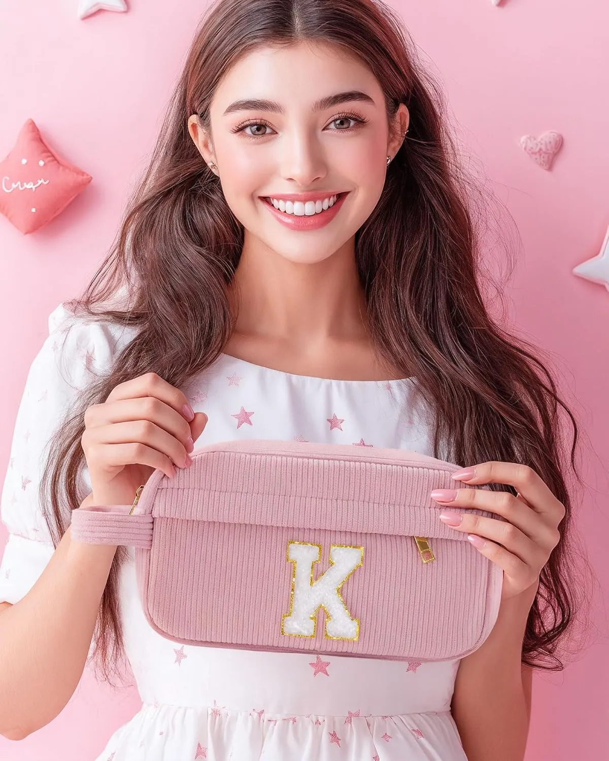 Pocmimut Birthday Gifts for Gifts,Personalized Initial Makeup Bag Cosmetic Pouch Toiletry Bag for Her Mom wife Teacher 18th Birthday Gifts for Girls,A