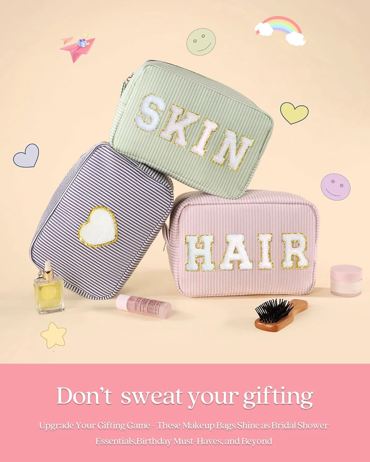 Pocmimut Makeup Bag,Initial Makeup Pouch Cosmetic Bag for Teen Girl Gifts Trendy Stuff - Christmas Gifts Birthday Gifts 18th Gift,K