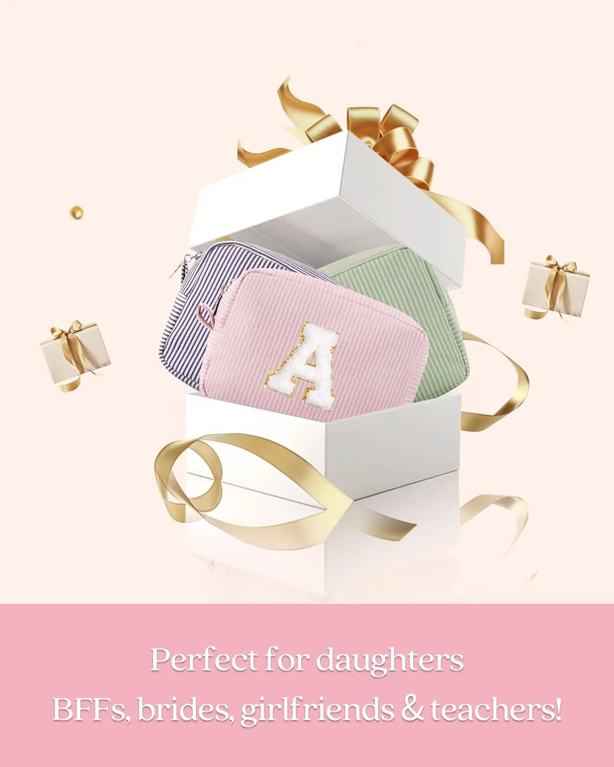 Pocmimut Makeup Bag,Initial Makeup Pouch Cosmetic Bag for Teen Girl Gifts Trendy Stuff - Christmas Gifts Birthday Gifts 18th Gift,K