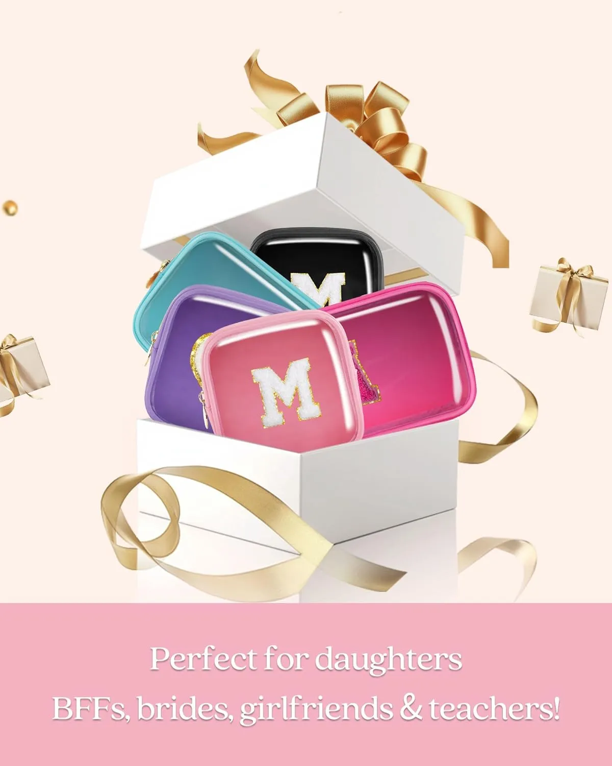 Pocmimut Personalized Makeup Bag,Teen Girl Gifts Trendy Stuff for 6 7 8 9 10 11 12 Year Old Girls,Initial Cosmetic Bag Gifts Graduation Teacher Gifts,B