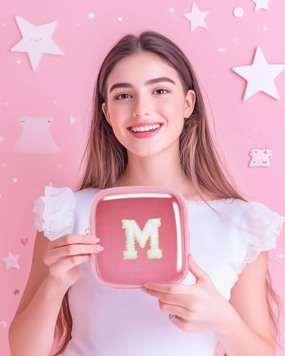 Pocmimut Personalized Makeup Bag,Teen Girl Gifts Trendy Stuff for 6 7 8 9 10 11 12 Year Old Girls,Initial Cosmetic Bag Gifts Graduation Teacher Gifts,B