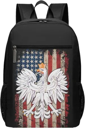 Polish Eagle American Flag Pride Backpack 17 Inch For Travel Laptops Backpack