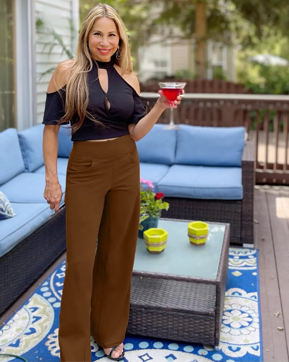 Promover Wide Leg Pants Woman Yoga Pants with Pockets Stretch Loose Casual Lounge Sweatpants Petite/Regular/Tall