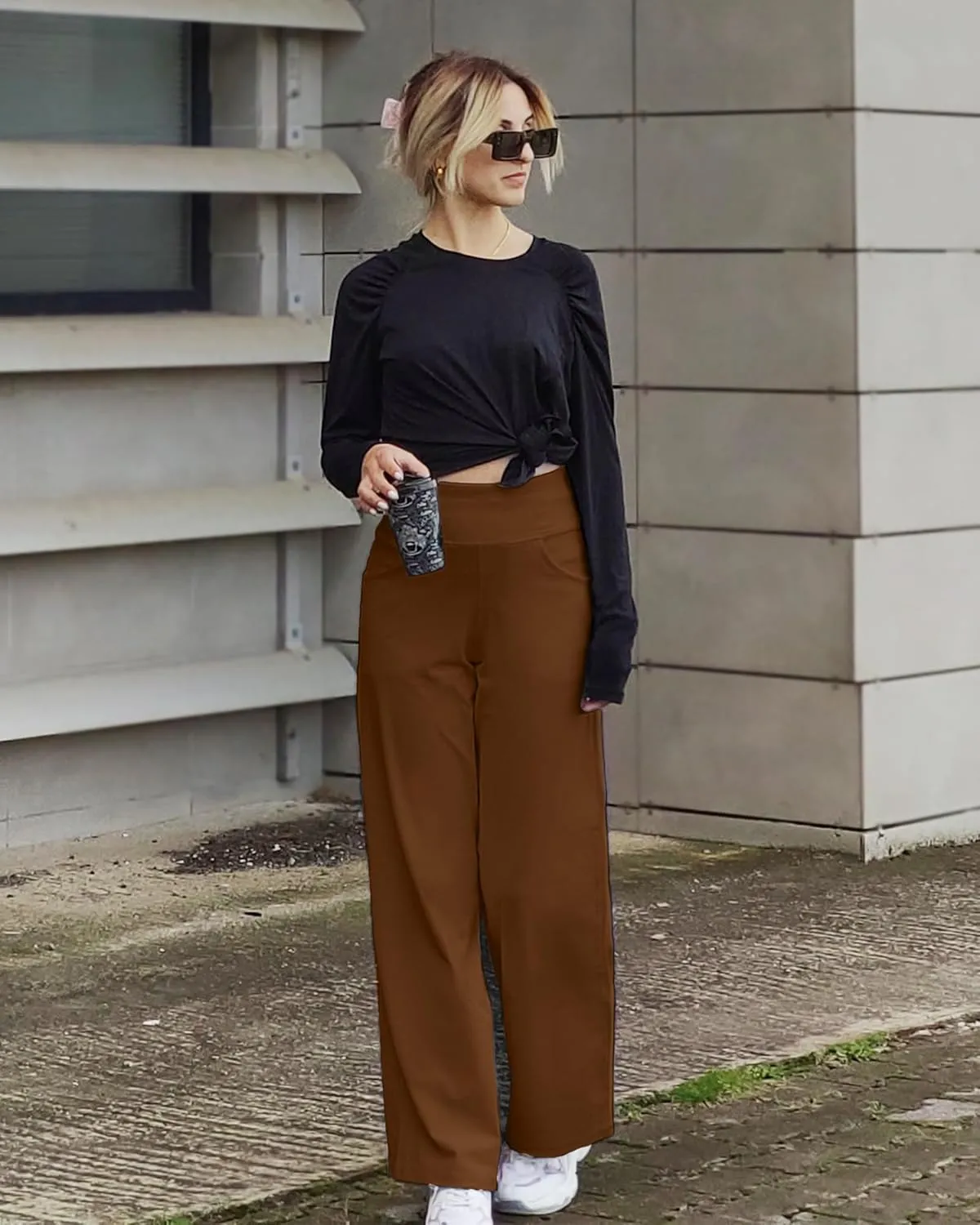 Promover Wide Leg Pants Woman Yoga Pants with Pockets Stretch Loose Casual Lounge Sweatpants Petite/Regular/Tall